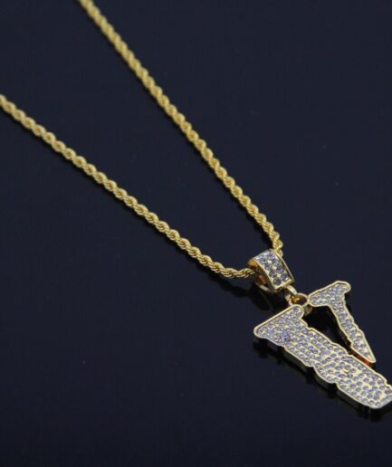 VLONE Iced out 18K Gold Plated Pendant Necklace