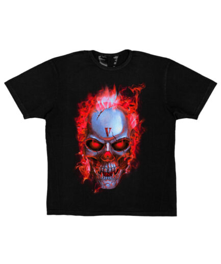 Skully Red Flame T-Shirt – Black