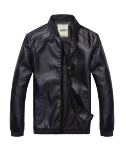 VLONE Logo Black Leather Jacket (2)