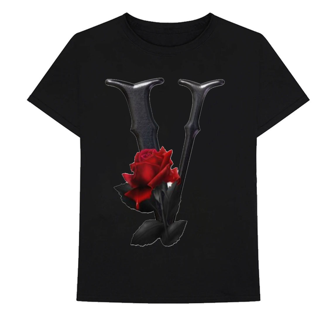 Vlone Black & Red Flower T-Shirt - vlone.club