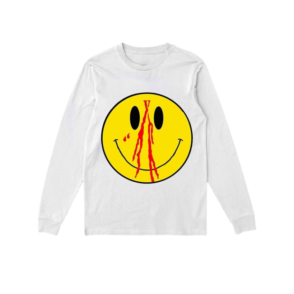 Vlone Blood Smiley Face Sweatshirt – White