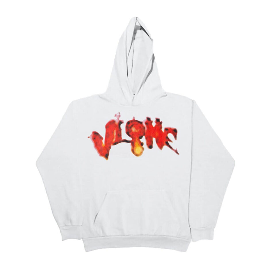 Vlone Halloween Flaming Pumpkin Hoodie – White