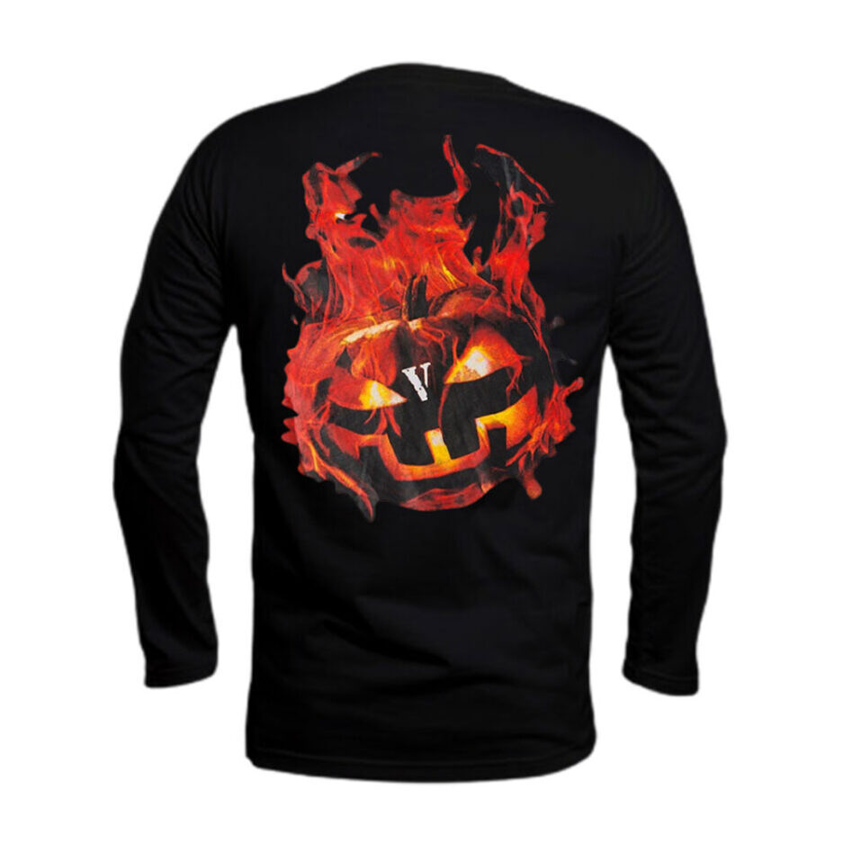 Vlone Halloween Flaming Pumpkin Longsleeve – Black (2)