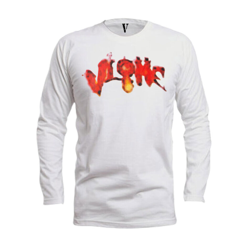 Vlone Halloween Flaming Pumpkin Longsleeve – White (1)