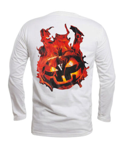 Vlone Halloween Flaming Pumpkin Longsleeve – White (2)