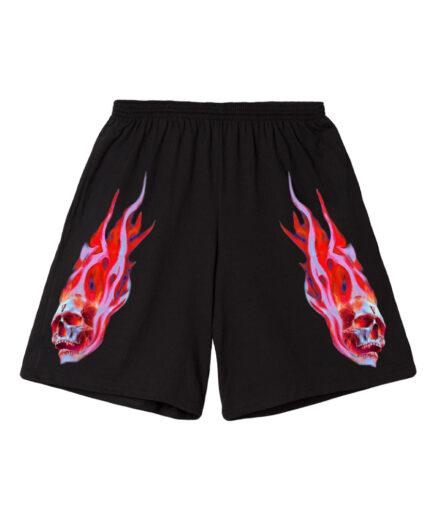 Vlone Skully Red Flame Black Short