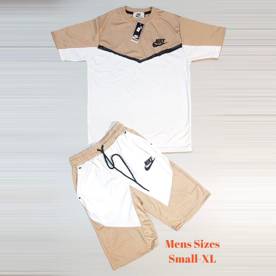 Nike Men’s T-Shirt and Shorts – Beige